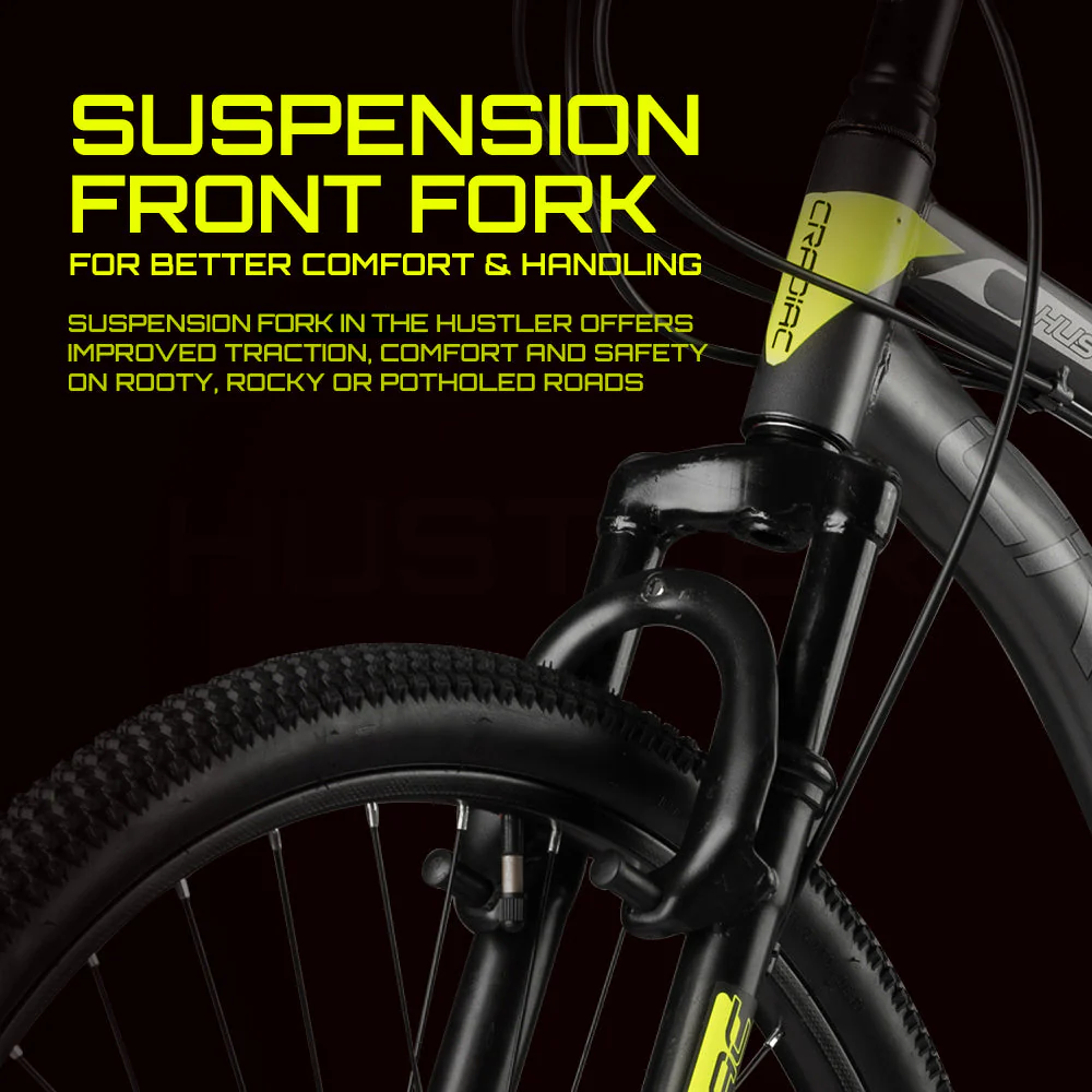 CRADIAC Hustler 7 Speed 26 inch Steel Geared High Performance Mountain Cycle for Men with Front Suspension & Dual disc Brakes | Ideal for 12+ Years, Unisex, Frame Size - 18.5 Inch - Image 5