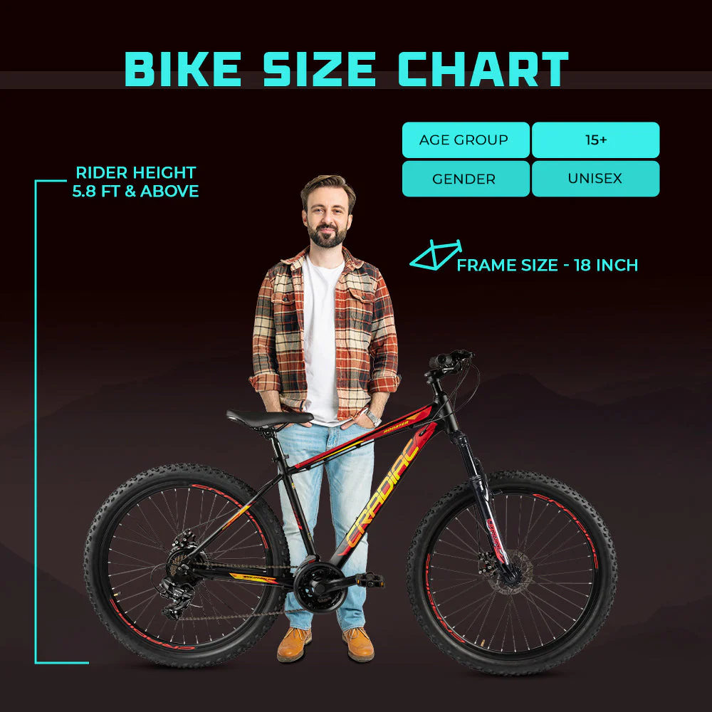 Cradiac Rooster LITE 21 Speed 6061 Alloy MTB Cycle 29 T 21 Speed Gear Bicycle for Men with Front Suspension & Dual Disc Brake Mountain Bike | Ideal for 15+ Years, Unisex, Frame Size : 18 inch, Black - Image 10