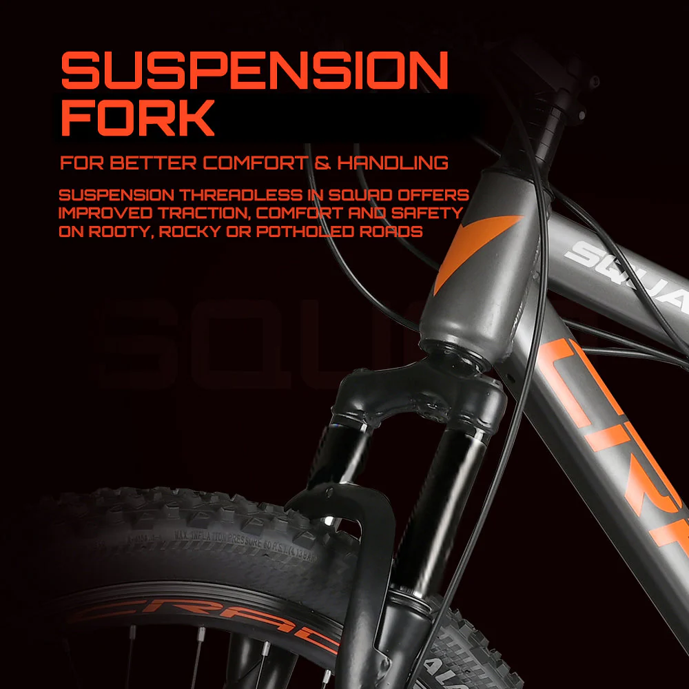 CRADIAC Squad 7 Speed High Performance Steel Mountain Cycles for Men with Front Suspension & Dual Disc Brake 7 Geared MTB Bike 29 T | Ideal for 15+ Years, Unisex, Frame Size : 18.5 inch - Image 5