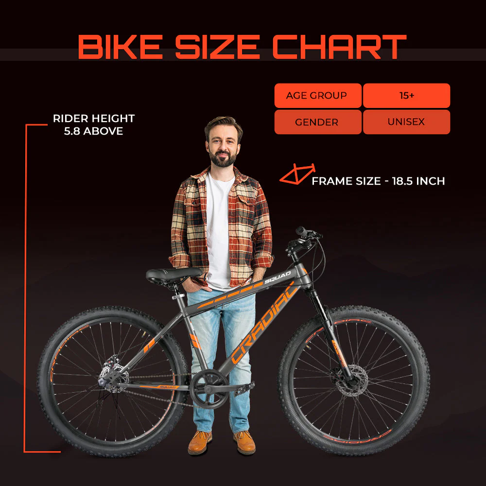 Cradiac Squad Single Speed High Performance Steel Mountain Cycles for Men with Front Suspension & Dual Disc Brake MTB Bike 29 T | Ideal for 15+ Years, Unisex, Frame Size : 18.5 inch - Image 6