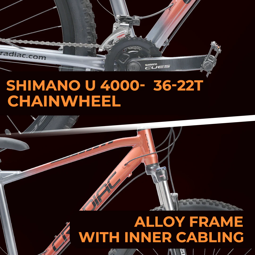 CRADIAC - XC 3000 | 2x11 Speed Gear Cycle | 27.5" Inch Mountain Bike | Hydraulic Disc Brakes | SR SUNTOUR Lockout Suspension | High Performance Alloy Frame | for 14+ Boys/Girls/Men - Image 6