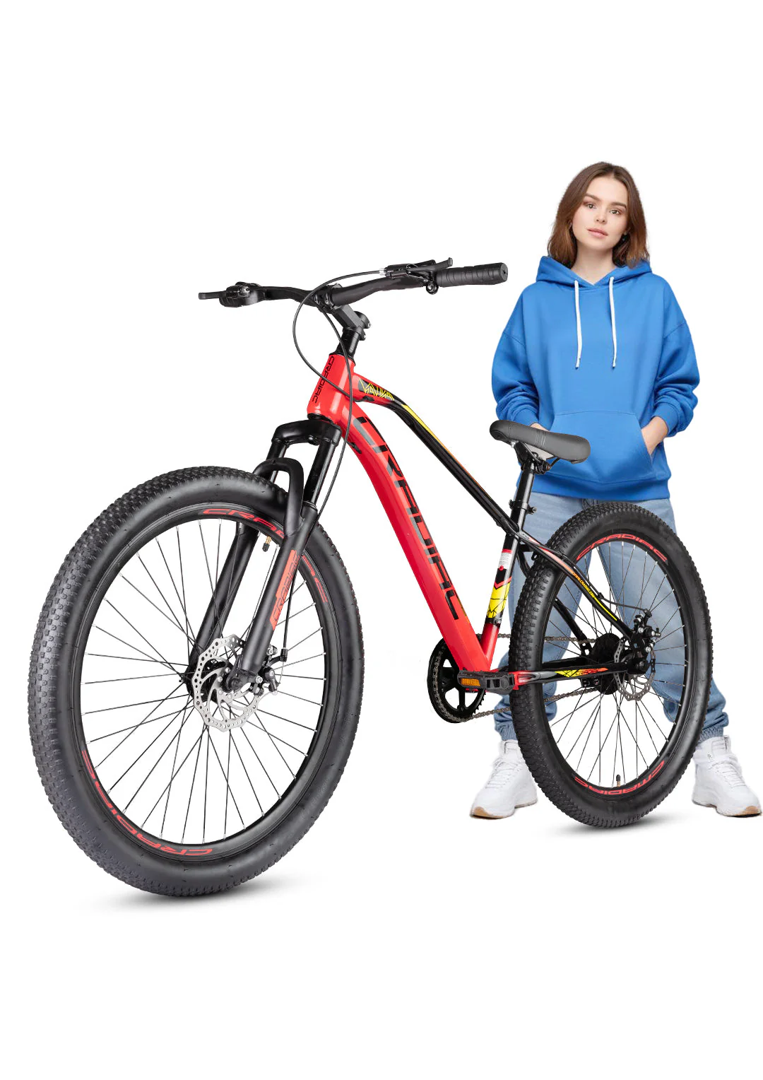 Cradiac XC 90 Single Speed High Performance Steel Mountain Cycles for Men with Front Suspension & Dual Disc Brake MTB Bike 27.5 T | Ideal for 14+ Years, Unisex, Frame Size : 18.5 inch - Image 3