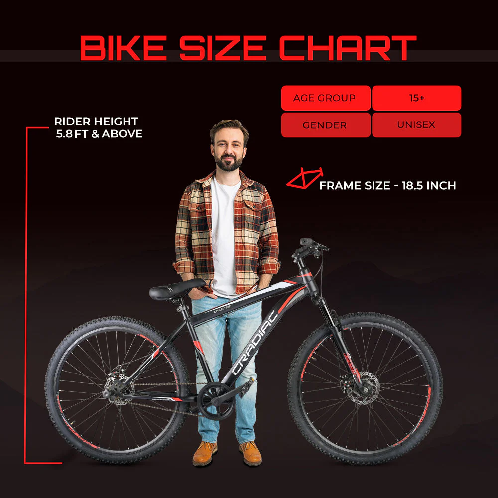 Cradiac Xplorer Single Speed High Performance Steel Mountain Cycles for Men with Front Suspension & Dual Disc Brake MTB Bike 29 T | Ideal for 15+ Years, Unisex, Frame Size : 18.5 inch - Image 7